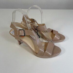 Nine West Womens Joselyn Leather Platform Pump Heels Beige 11M‎ Buckle Stiletto